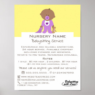 Baby en Beer van de cartoon, Babysitter, Dagopvang Poster