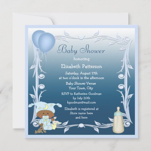 Baby en blauw Baby shower in Afrika Kaart (Voorkant)