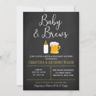 Baby en Brews Baby shower Chalk BBQ Uitnodiging