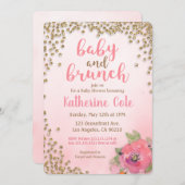 Baby en Brunch Baby shower Glitter Uitnodiging (Voorkant / Achterkant)