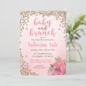 Baby en Brunch Baby shower Glitter Uitnodiging (Staand voorkant)