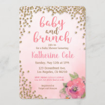 Baby en Brunch Baby shower Glitter Uitnodiging