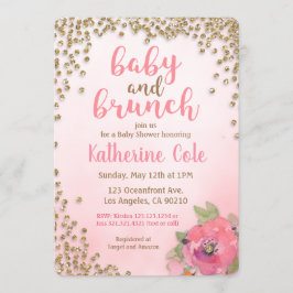 Baby en Brunch Baby shower Glitter Uitnodiging