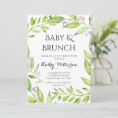 Baby en Brunch Botanische Douche Uitnodiging (Staand voorkant)