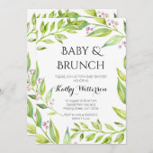 Baby en Brunch Botanische Douche Uitnodiging (Voorkant / Achterkant)