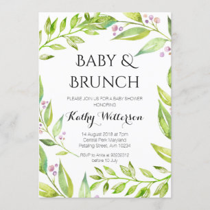 Baby en Brunch Botanische Douche Uitnodiging