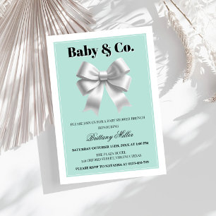 Baby en Co. Modern Tiffany Baby shower Invitation Kaart