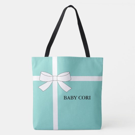 Baby en gasten Blauwgroen Blauwe Shower Sprinkle P Tote Bag (Voorkant)