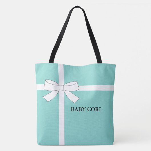 Baby en gasten Blauwgroen Blauwe Shower Sprinkle P Tote Bag (Achterkant)