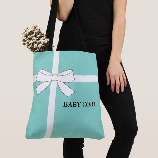 Baby en gasten Blauwgroen Blauwe Shower Sprinkle P Tote Bag (Dichtbij)