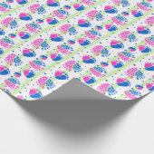 Baby en harten in blauwe en roze kleur cadeaupapier (Hoek)