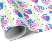 Baby en harten in blauwe en roze kleur cadeaupapier (Rol Hoek)