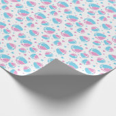 Baby en harten in blauwe en roze kleur cadeaupapier (Hoek)