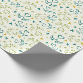 Baby en harten in groene kleur cadeaupapier (Hoek)