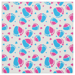Baby en harten in roze en blauwe kleur stof