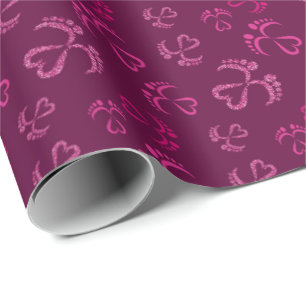 Baby en harten in roze glitter cadeaupapier