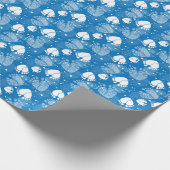 Baby- en hartenpatroon in blauwe kleur cadeaupapier (Hoek)