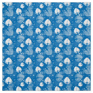 Baby- en hartenpatroon in blauwe kleur stof
