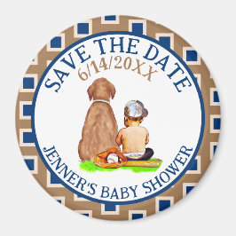 Baby en hond honkbal baby shower save the date magneet
