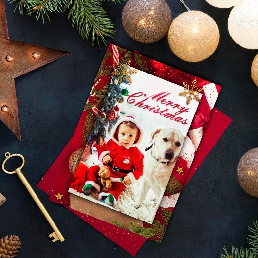 Baby en hond super schattig kerstkaart kaart