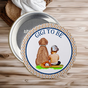 Baby en Hondenhonkbal Baby shower Gigi to Be Ronde Button 7,6 Cm