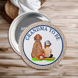 Baby en Hondenhonkbal Baby shower Oma to Be Ronde Button 7,6 Cm