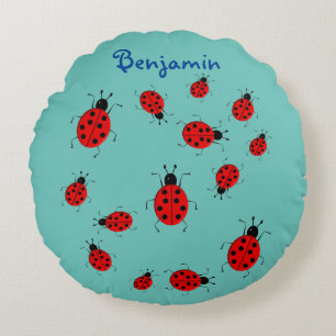 Baby en Kinderen, schattige ladybugs, gepersonalis Rond Kussen