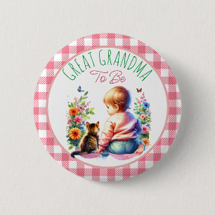 Baby en Kitten Grote oma om Baby shower te zijn Ronde Button 5,7 Cm