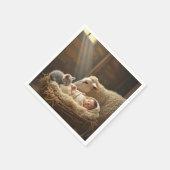 Baby en kitten slapen in een schuur servet (Hoek)