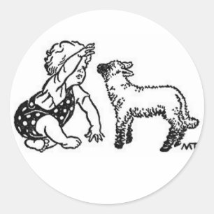 Baby en lamsvlees ronde sticker