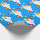 Baby en luchtballonnen en Beer in een vliegtuig Cadeaupapier (Hoek)