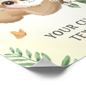 Baby en luiaard mama babyshower strooien kinderkam poster (Hoek)