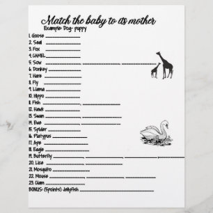 BABY- EN MAMA-DIEREN MATCH-SPEL BRIEFHOOFD