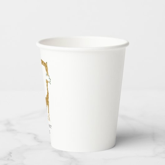 Baby en mama Giraffe Neutral Safari Baby shower Papieren Bekers (Achterkant)