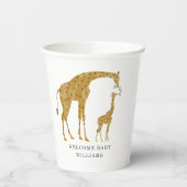 Baby en mama Giraffe Neutral Safari Baby shower Papieren Bekers (Links)