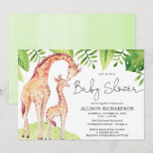Baby en mama giraffe safari groen baby shower kaart (Voorkant / Achterkant)
