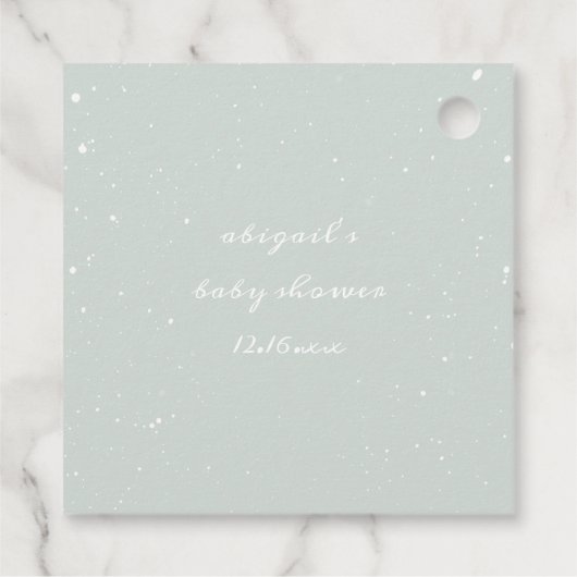 Baby en Mama Polar Beer Winterblauw Baby shower Bedankjes Labels (Achterkant)