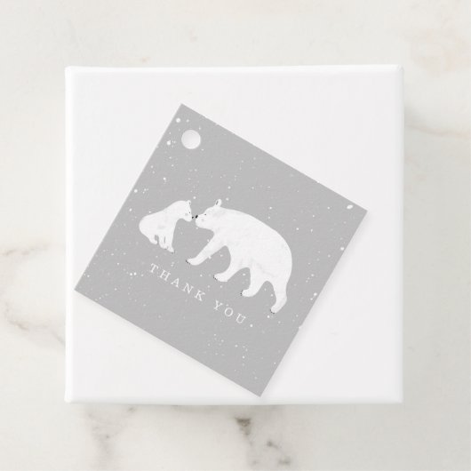 Baby en Mama Polar Beer Wintergrijs Baby shower Bedankjes Labels (In situ)
