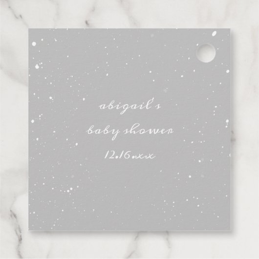 Baby en Mama Polar Beer Wintergrijs Baby shower Bedankjes Labels (Achterkant)