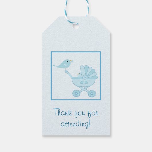 Baby en mammie Bluebird Baby shower Cadeaulabel (Achterkant)