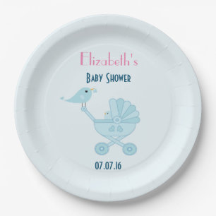 Baby en mammie Bluebird Baby shower Papieren Bordje