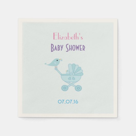 Baby en mammie Bluebird Baby shower Servetten (Voorkant)
