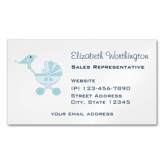 Baby en mammie Bluebird Magnetisch Visitekaartje (Voorkant)