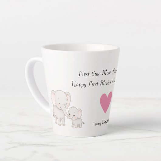 Baby en moeder olifant | Eerste Moederdag - Latte Mok (Linkerhoek)