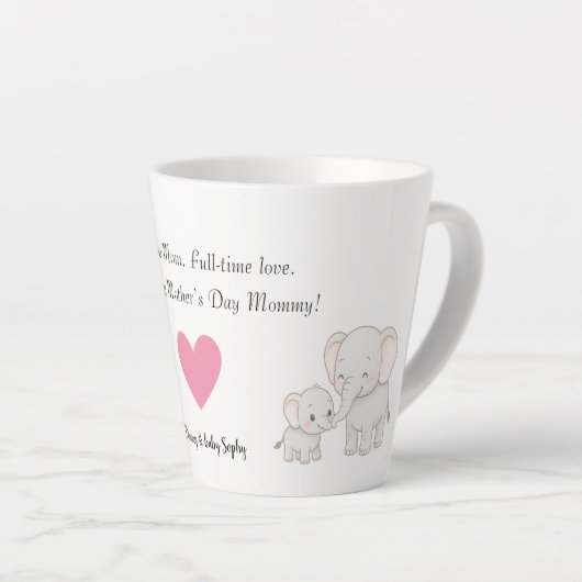 Baby en moeder olifant | Eerste Moederdag - Latte Mok (Rechterhoek)