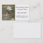 Baby en Ooievaar  Retro Kindertijd Fairy Tale Visitekaartje (Voorkant / Achterkant)