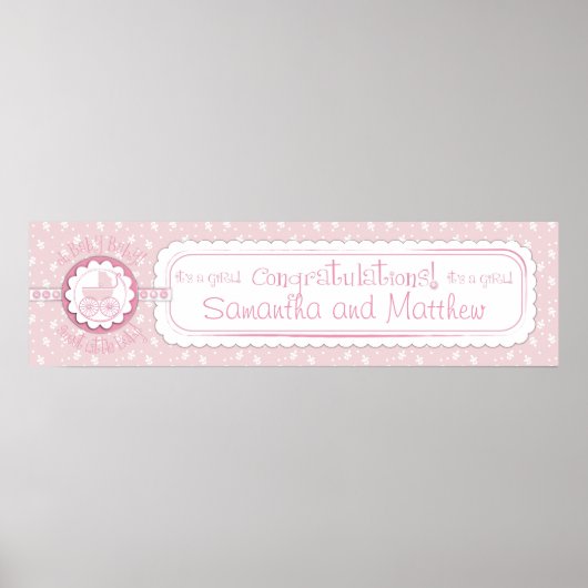 Baby- en PacificeerBaby shower Banner Girl Poster (Voorkant)