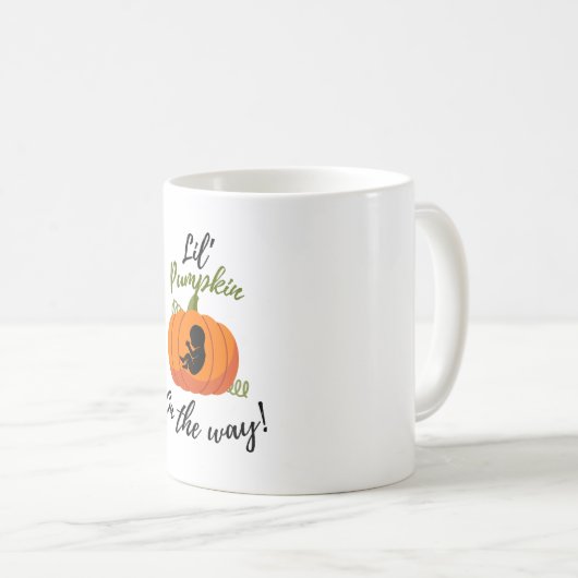 Baby en pompoen, Herfst pasgeborene, zwangerschaps Koffiemok (Voorkant rechts)