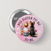Baby en Puppy Big Sister worden Baby shower Ronde Button 5,7 Cm (Voorkant /achterkant)