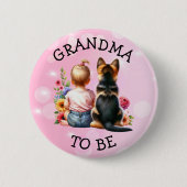 Baby en puppy oma worden Baby shower Ronde Button 5,7 Cm (Voorkant)